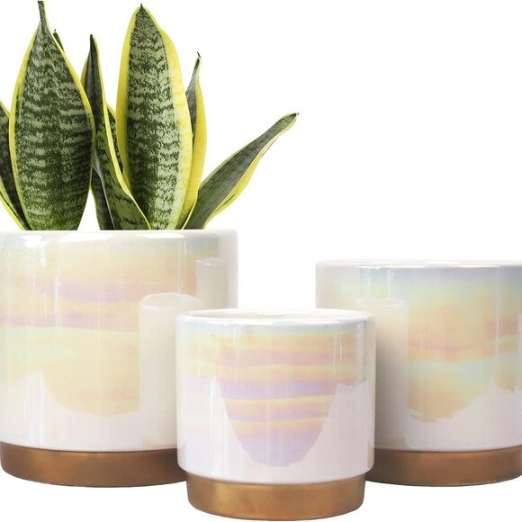 Other - White Indoor Pots for Plants, Ceramic Planter with Drainage Hole, 6.0 inch+5.0 I